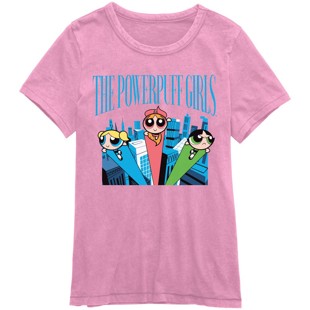 Official Store - Wholesale Screen Printed T-Shirt - Women's - Powerpuff Girls - City Flight Women's Juniors T Shirt0