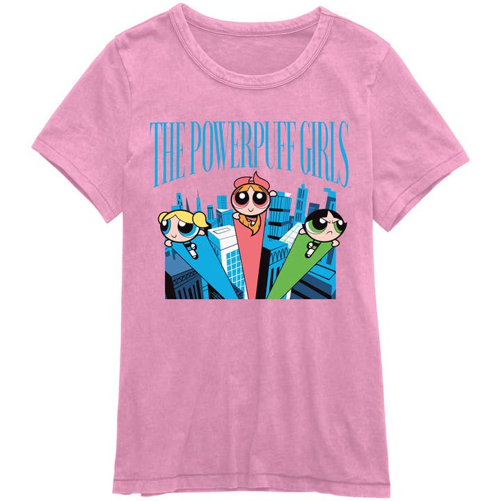 Official Store - Wholesale Screen Printed T-Shirt - Women's - Powerpuff Girls - City Flight Women's Juniors T Shirt