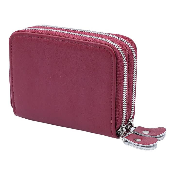 American Leather Goods - Wholesale Wallet - Women's - Leather Credit Card Holder with Zipper, Wallet for Women24