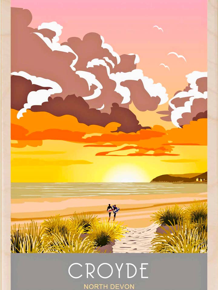 Croyde, Devon - Milieuvriendelijke souvenirs voor wholesale door THE WOODEN POSTCARD COMPANY