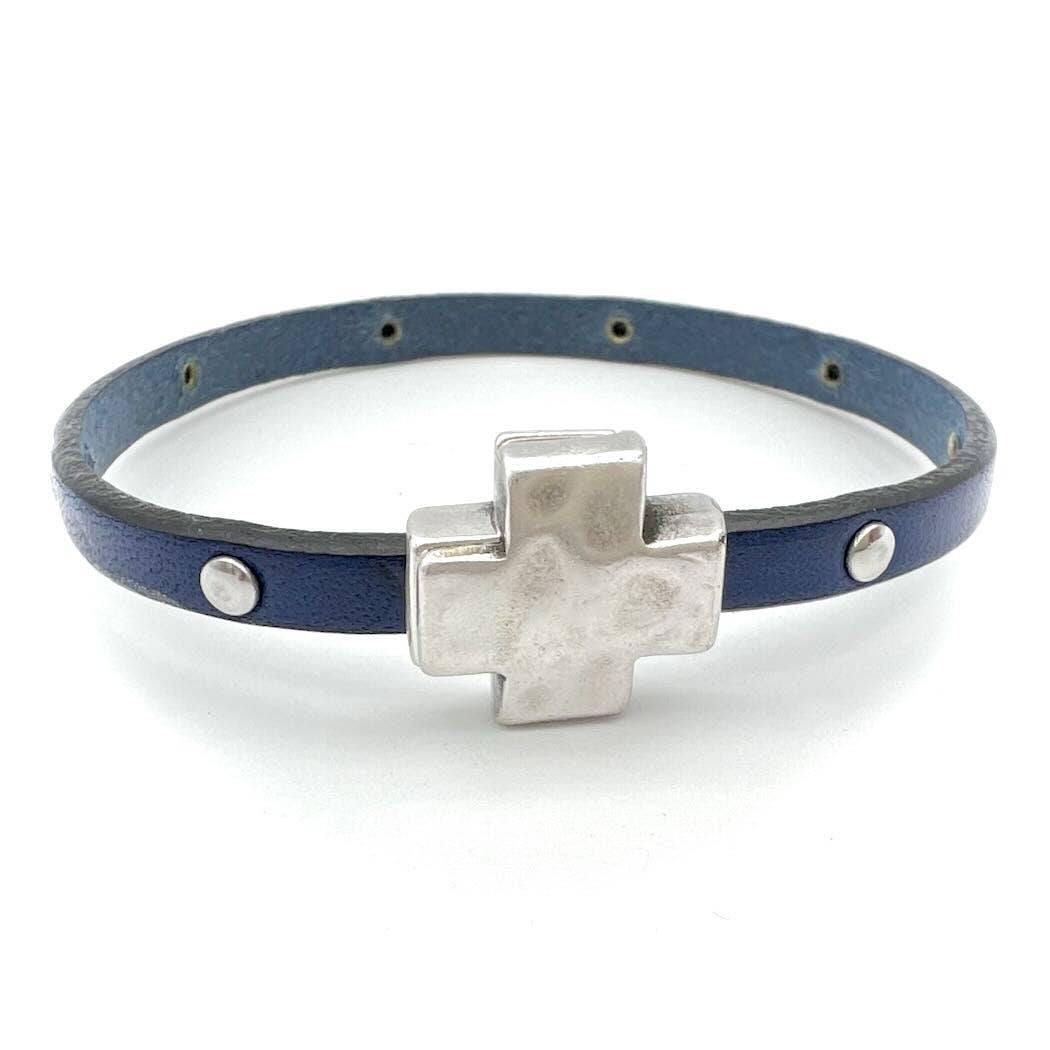 Montana Leather Designs - Wholesale Bangle Bracelet - DC Hammered Cross5