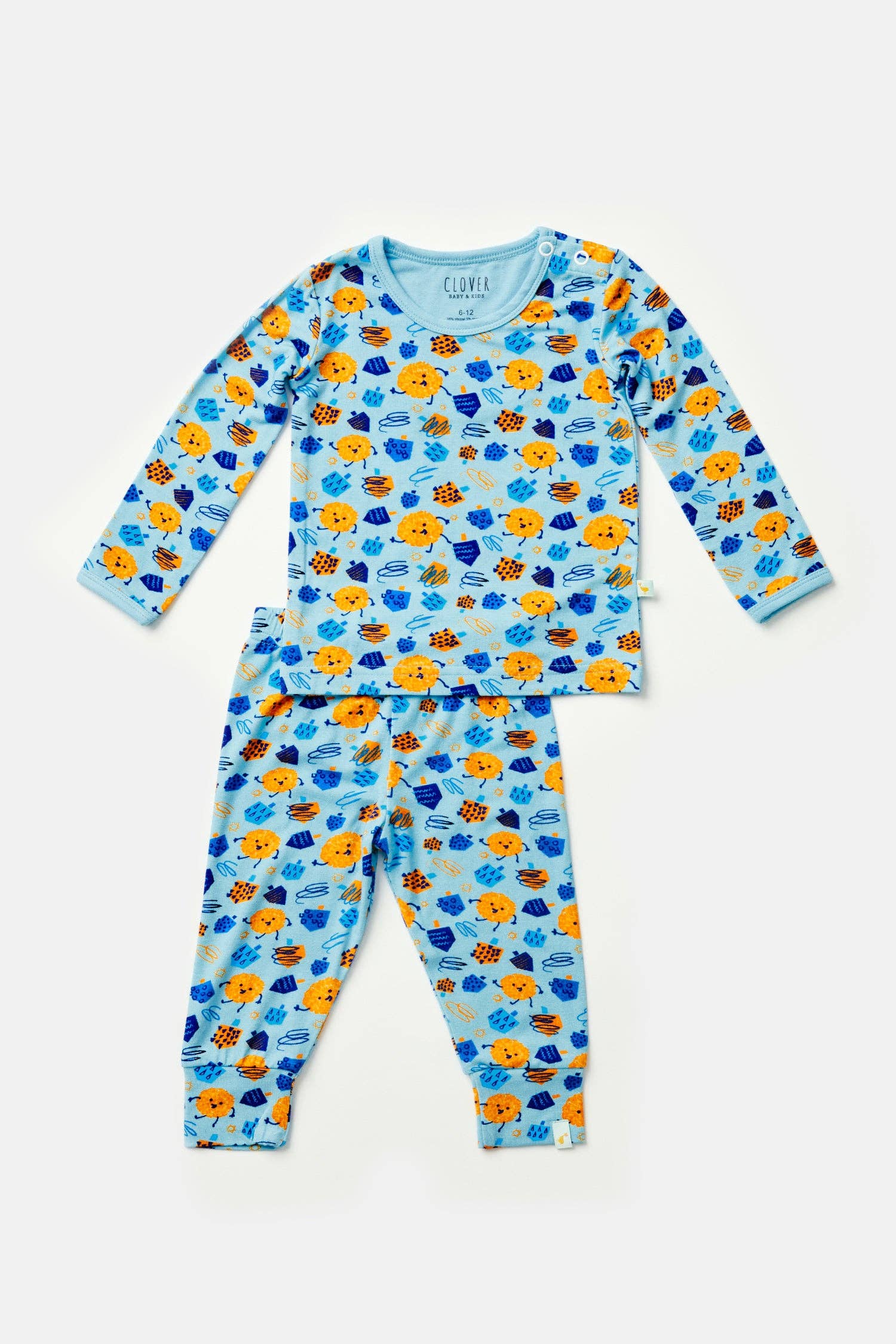 Clover Baby & Kids - Vente Haut et bas de pyjama – enfant - Ensemble de pyjama à manches longues - Hanukkah Dreidels1
