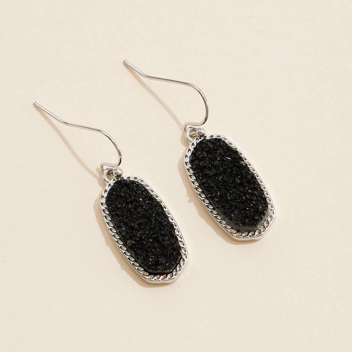Frem - Wholesale Dangle Earrings - Oval Druzy Stone Drop Earrings16