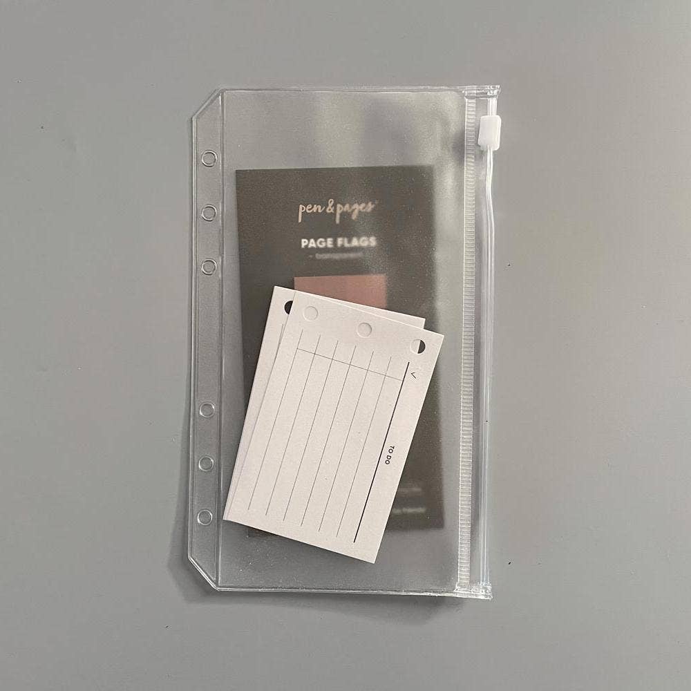 pen & pages - Wholesale Planner - Clear plastic sleeve "Zip" set of 4 for ring planner - Personal - 9.5 x 17.1 cm2