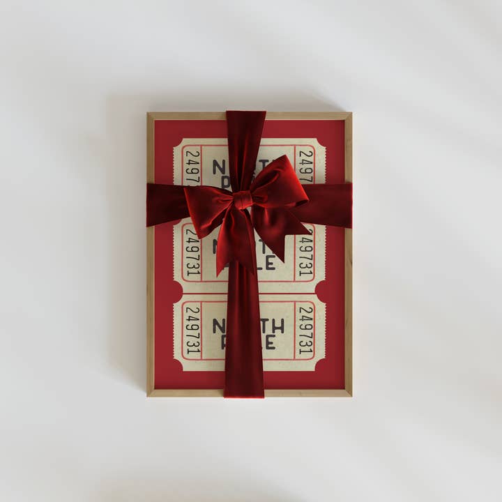 KIKIANDNIM - Wholesale Christmas Wall Art - Christmas Wall Art Print | North Pole Ticket Red3