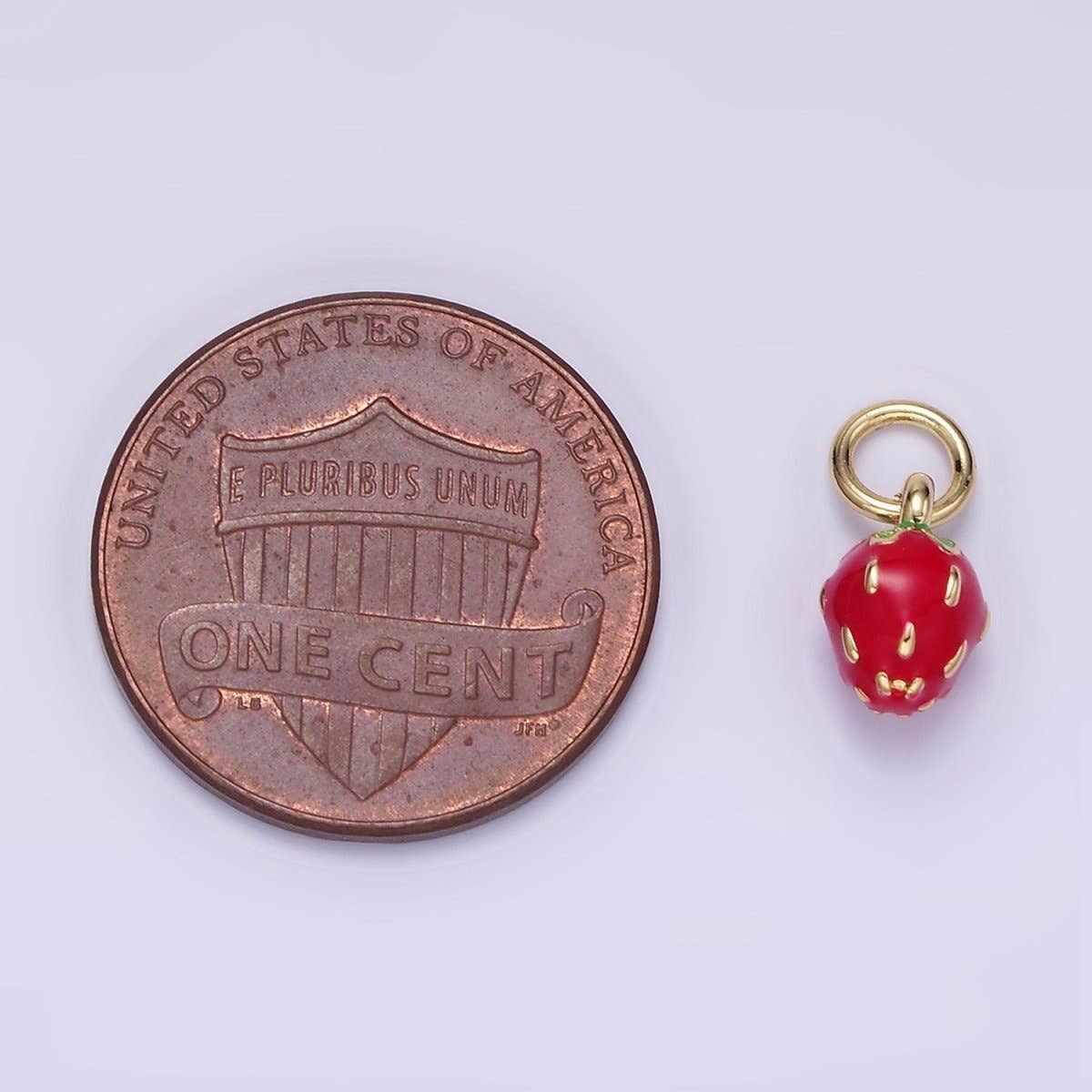 Aim Eternal - Wholesale Individual Charm/Pendant - 24K Gold Filled Red Strawberry Fruit Enamel Mini Charm | C6661