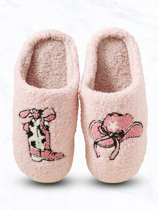 Western Boots and Hat Home Slippers for wholesale by Suzie Q USA