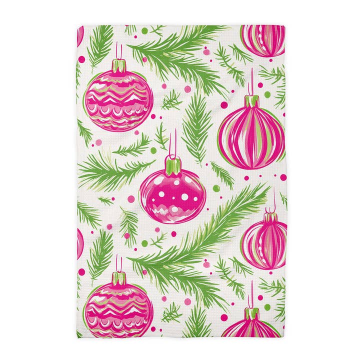 Canary Road - Wholesale Tea Towel - Pink Christmas Preppy Beach Tropical Kitchen Towel Waffle1