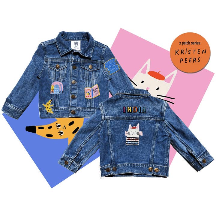 Maßgeschneiderte Jeansjacke für Kinder - X Limited Collab Kristen Peers für den Großhandel von PATCHYTIGER