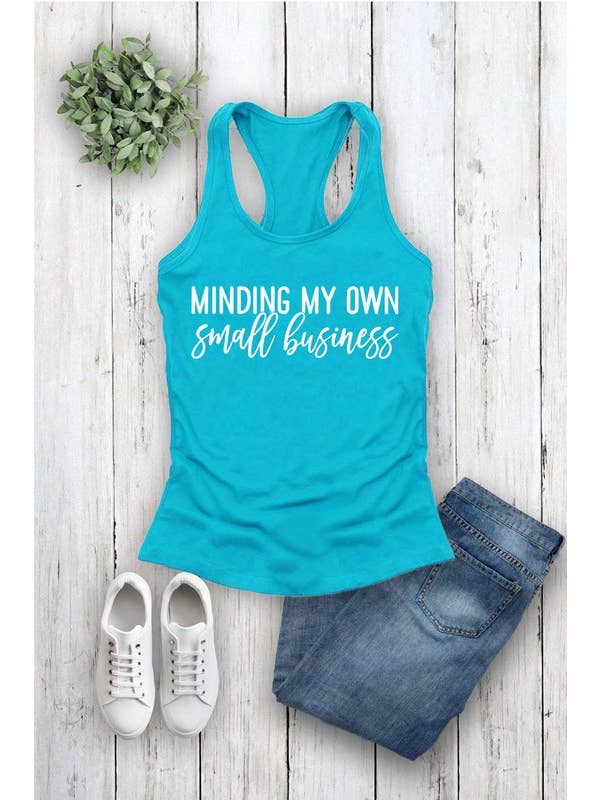 Top Avenue - Wholesale Tank Top - Women's - Fit Racerback Top - Minding My Own Small Business Print9