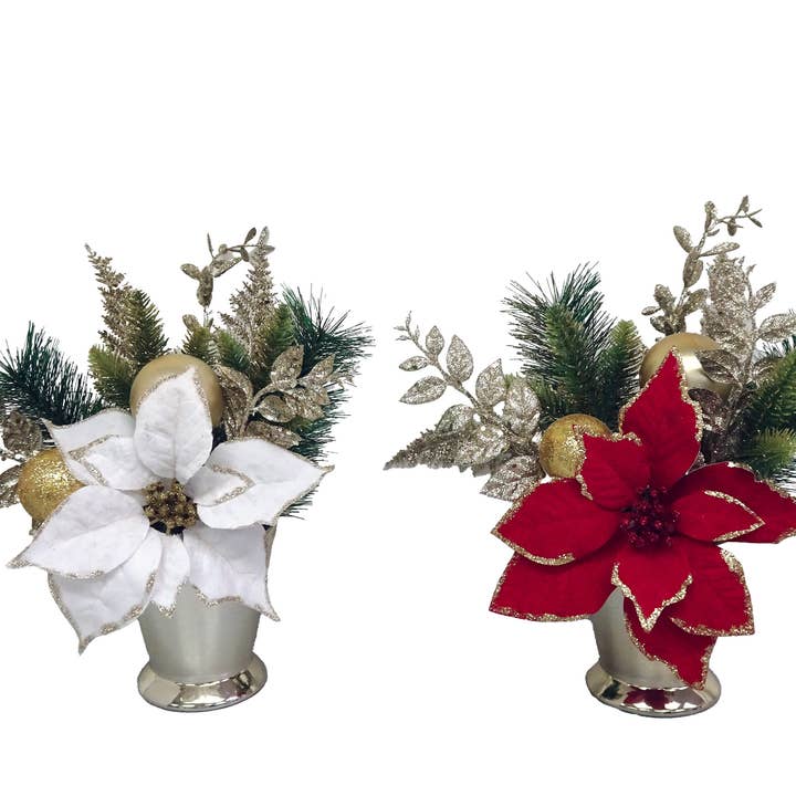 Composizione di Poin con Bordo Glitterato/Palline Dorate per la vendita all'ingrosso da parte di Country Silk