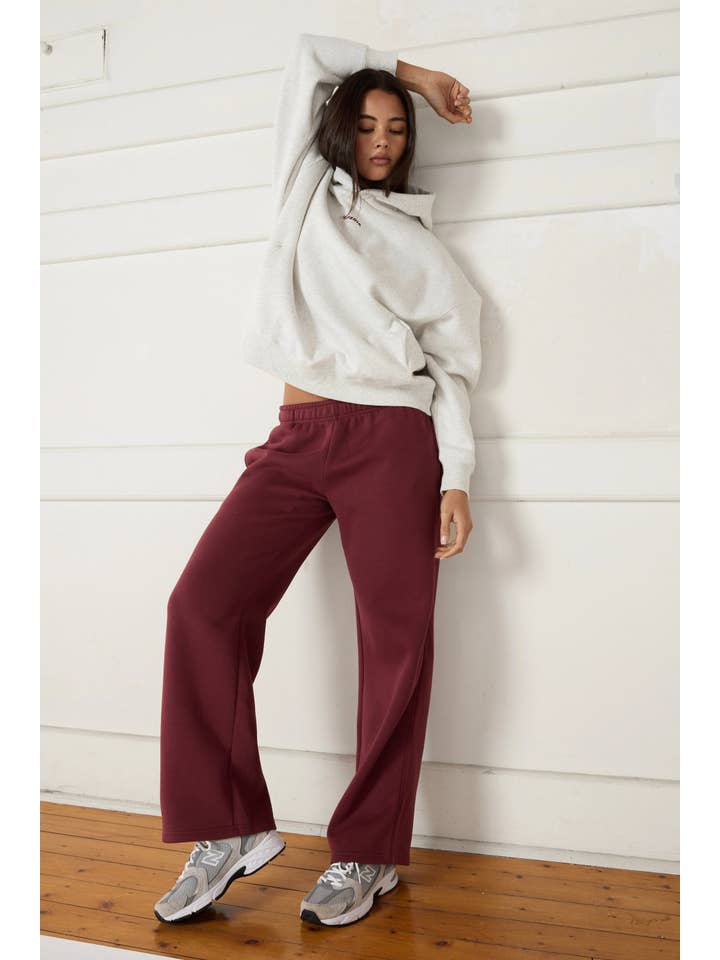 Burgundy Wide Leg Track Pant for wholesale on Faire6