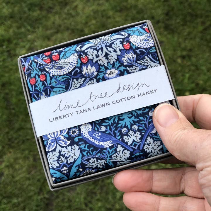 Lime Tree Design - Wholesale Handkerchief - Unisex - 12 Single Boxed Hankies made with Liberty Fabric