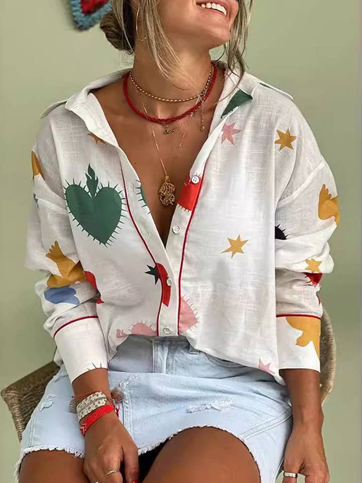 Graphic Print Button-Up Shirt and other Purchase Wholesale button up. Free Returns & Net 60 Terms on Faire trending on Faire.