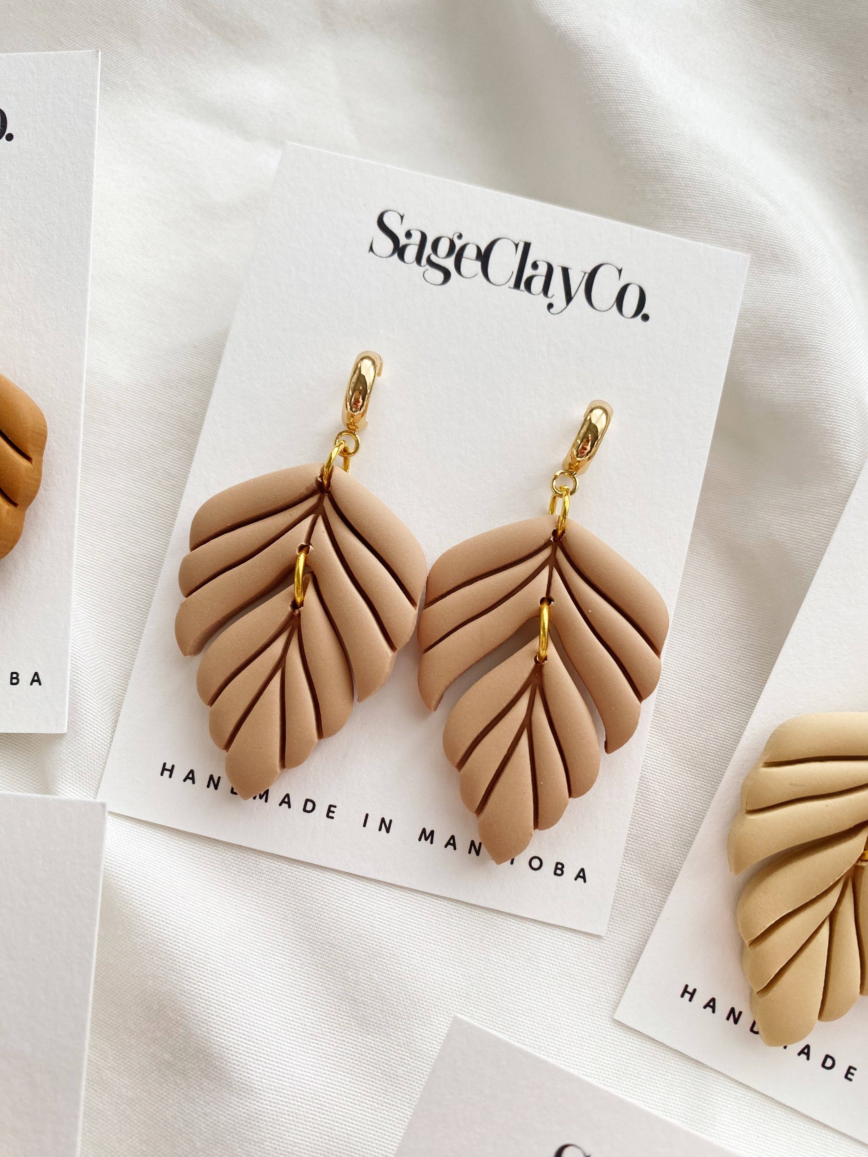 SageClayCo - Vente Boucles d'oreilles pendantes - Gianna | Boucles d’oreilles artisanales en pâte polymère2