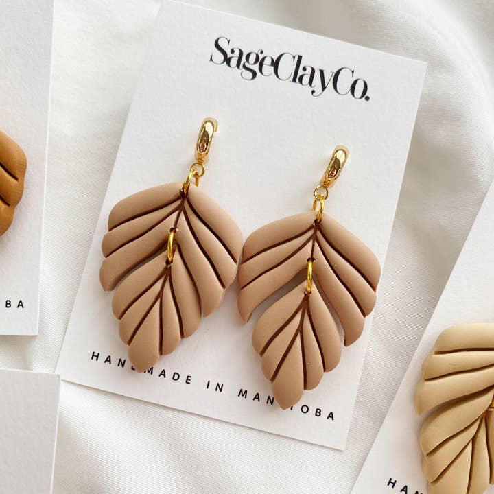 SageClayCo - Vente Boucles d'oreilles pendantes - Gianna | Boucles d’oreilles artisanales en pâte polymère2