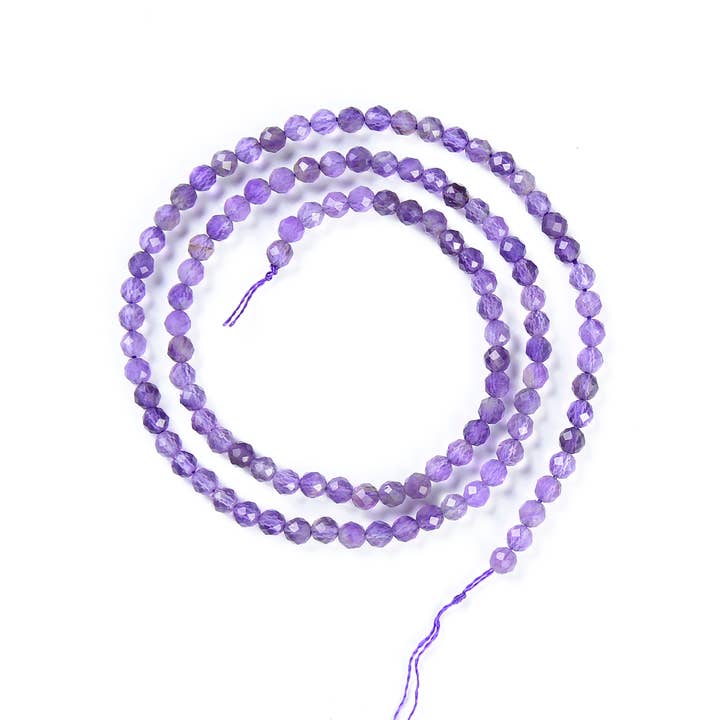Beads Creation - Wholesale Beads - Amethyst Faceted Round Genuine Natural Beads 4mm PRP515