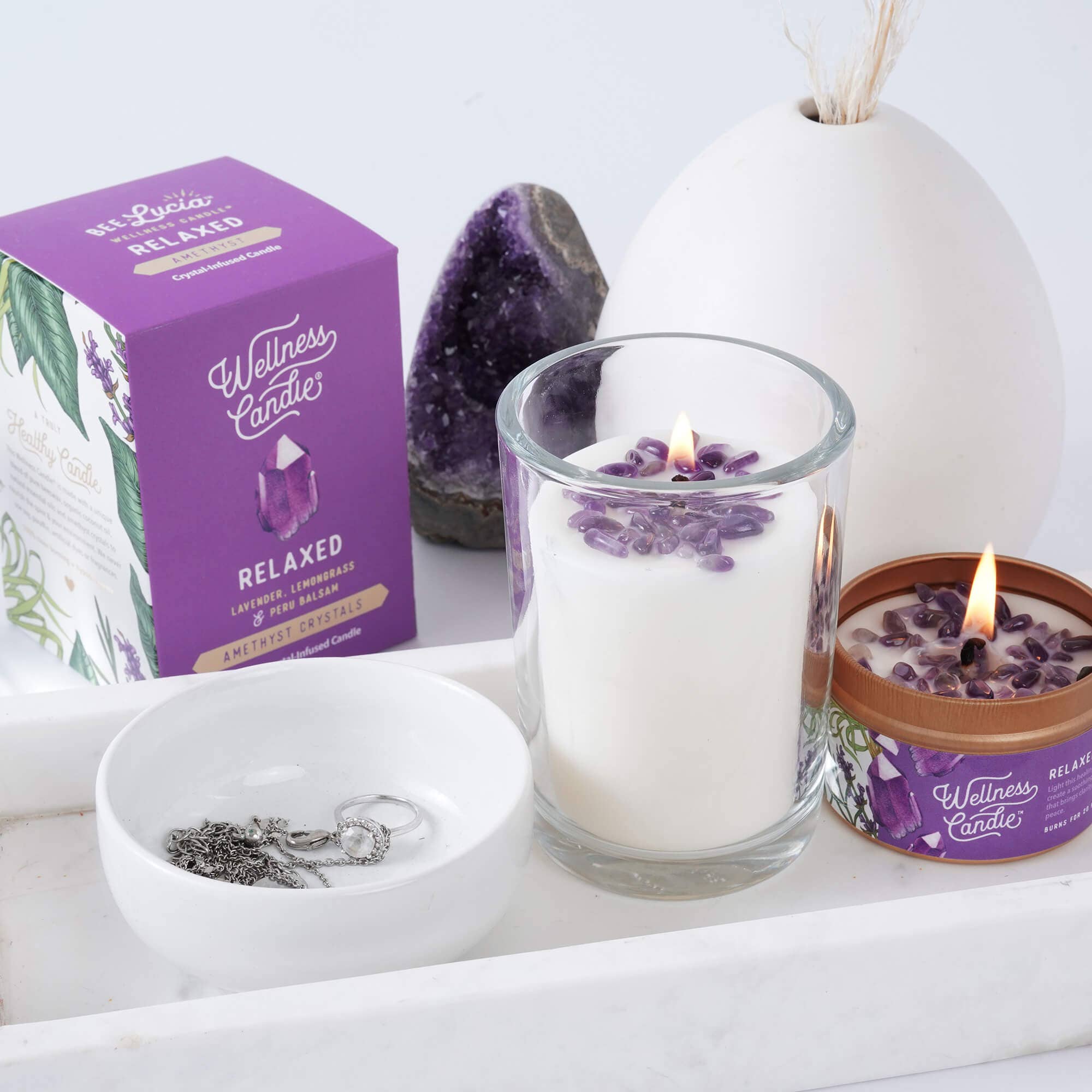 Bee Lucia Wellness Co. - Wholesale Jar/Filled Candle - Relaxed Wellness Candle® - 8oz Boxed Glass1