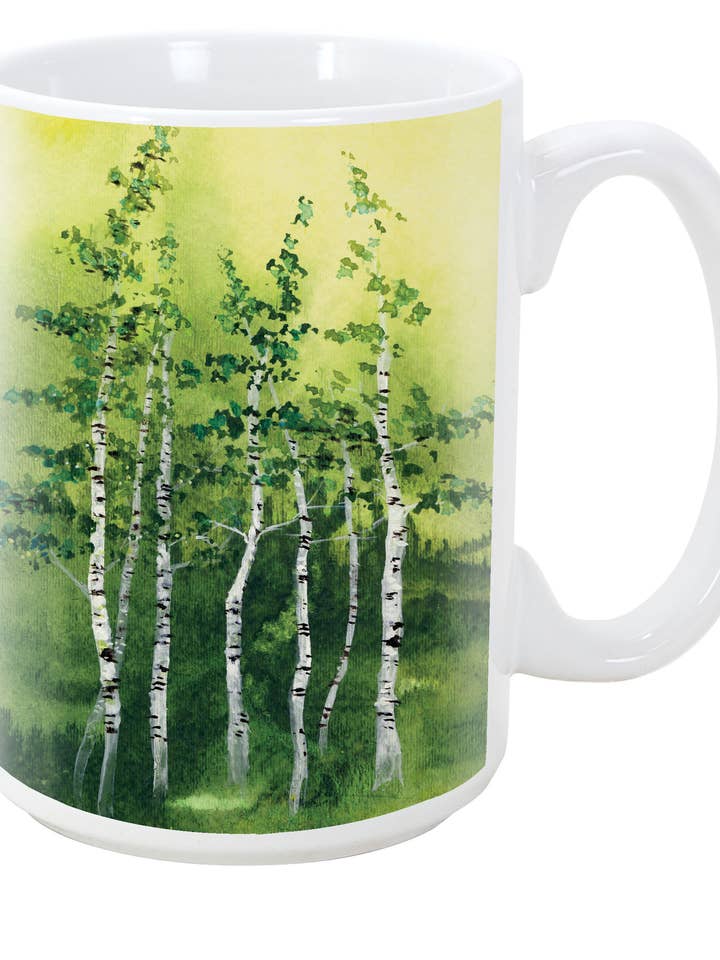 15oz Art Mug - Tranquil Grove - Birch Forest for wholesale by Oladesign