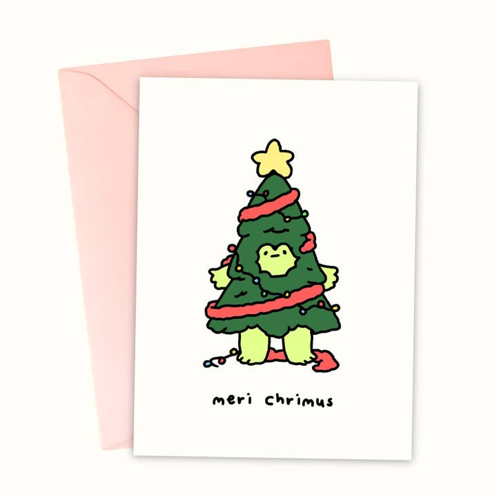 Frøjulekort - Festlige frøer - Chrimbo Tree Froggy for engroshandel hos Nimbob