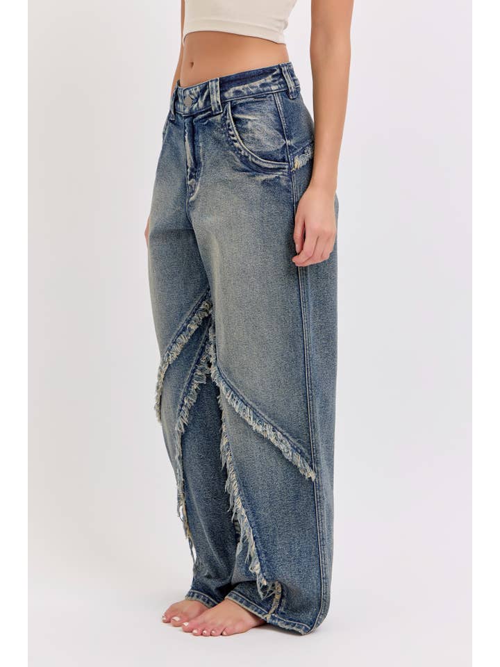 Cello Jeans - Wholesale Jeans - Women's - WV19524SK-T Skater Jean with Bohemian Raw Edge Details Tint