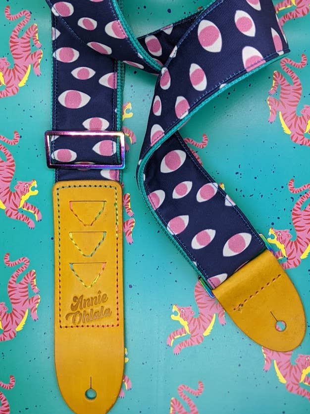 Handmade Blue Eyes Guitar Strap - by Annie Ohlala for wholesale by Annie Ohlala