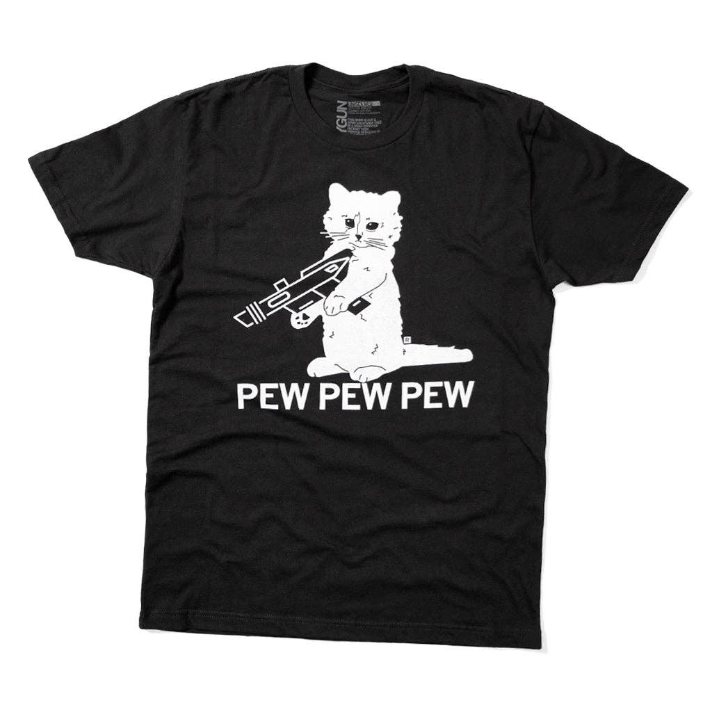 RAYGUN – wholesale Screen printed t-shirt – unisex – Pew Pew Pew Black1