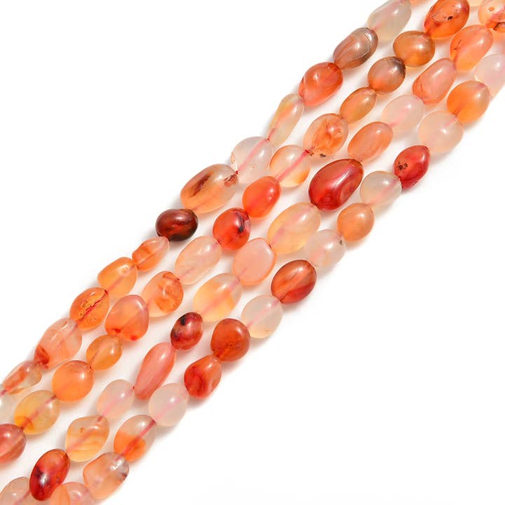 CRCBEADS - Wholesale Beads - Carnelian Nugget Smooth Pebble Nugget Beads Approx 6-8mm 15.5" Strand
