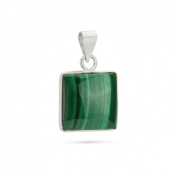 Basic square sterling silver pendant with stone n... for wholesale by UniArt
