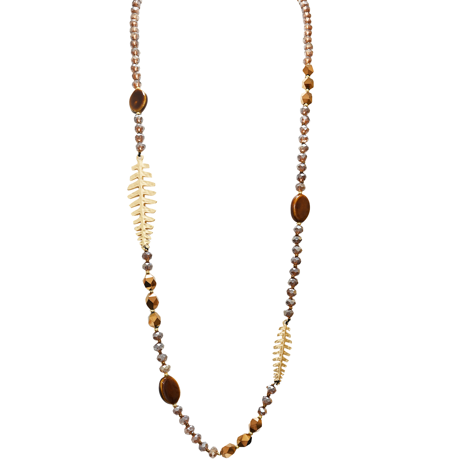 AMORINO SRL - Wholesale Beaded/Pearl Necklace - LONG BEADED NECKLACE WITH FISH BONES - HZM24144A2670