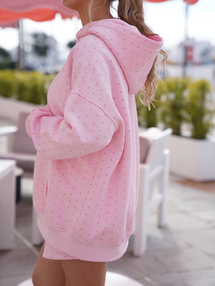 Sunkissed Coconut - Wholesale Hoodie - Women's - Light Pink Polka Dot Hoodie 100% Cotton15