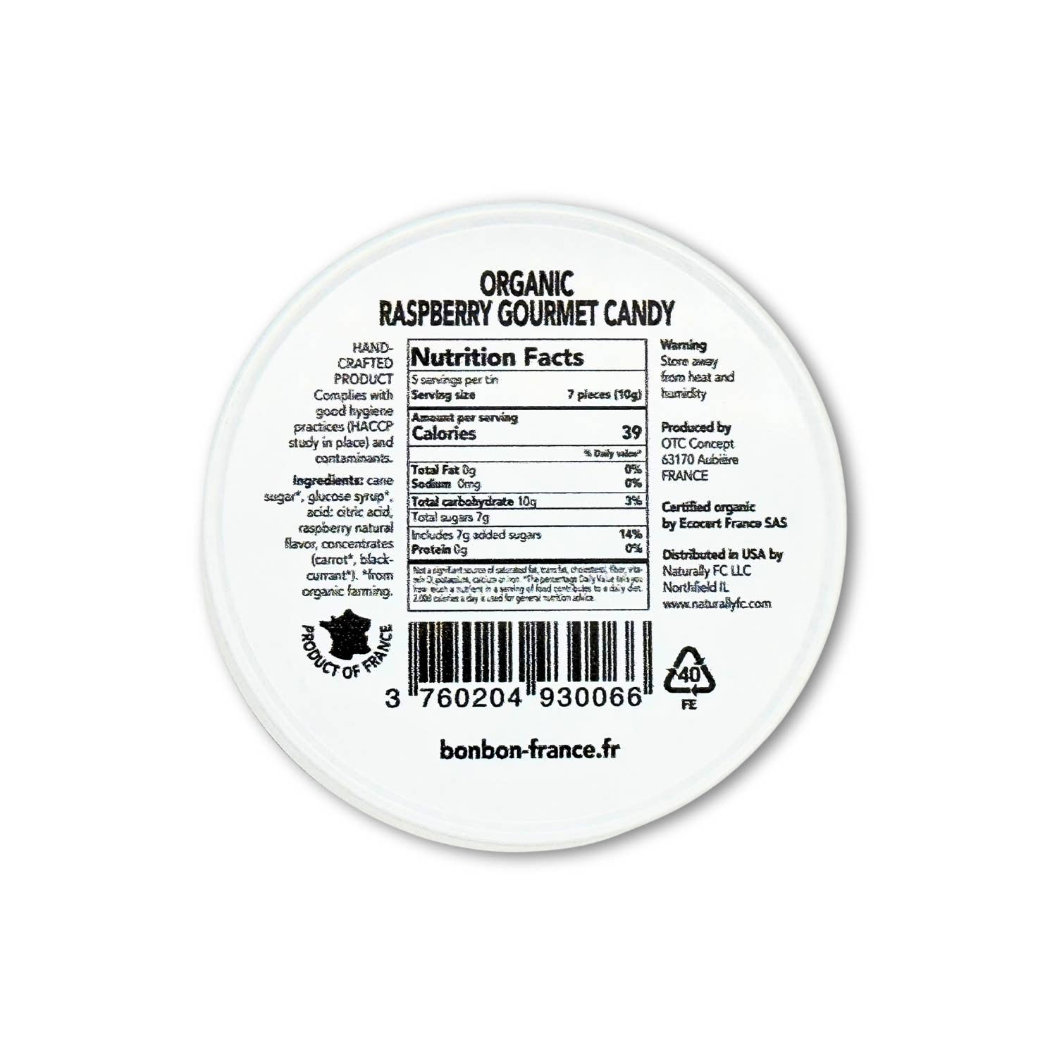 Bonbon-France - Vente Bonbons durs - Saint-Ange BIO Framboise5