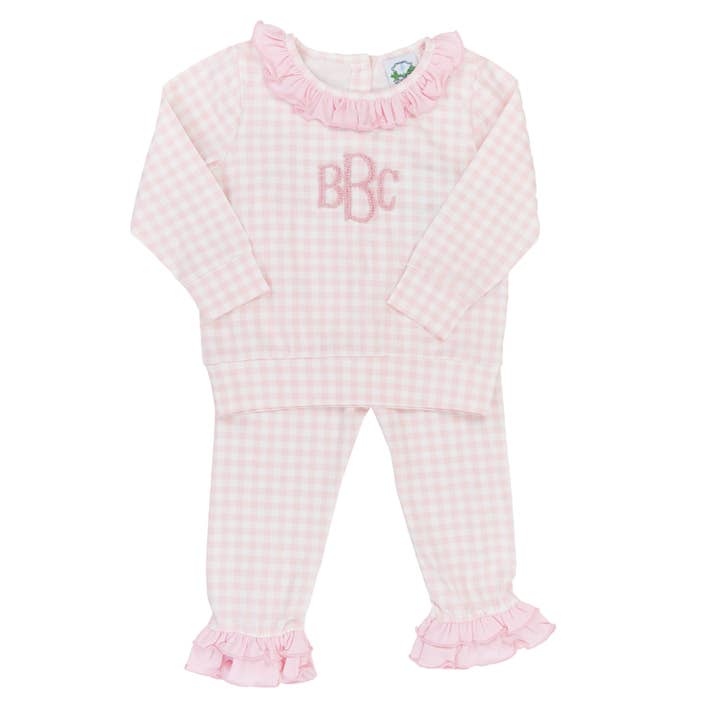 Pink Gingham Pants Set for wholesale by Southern Taters