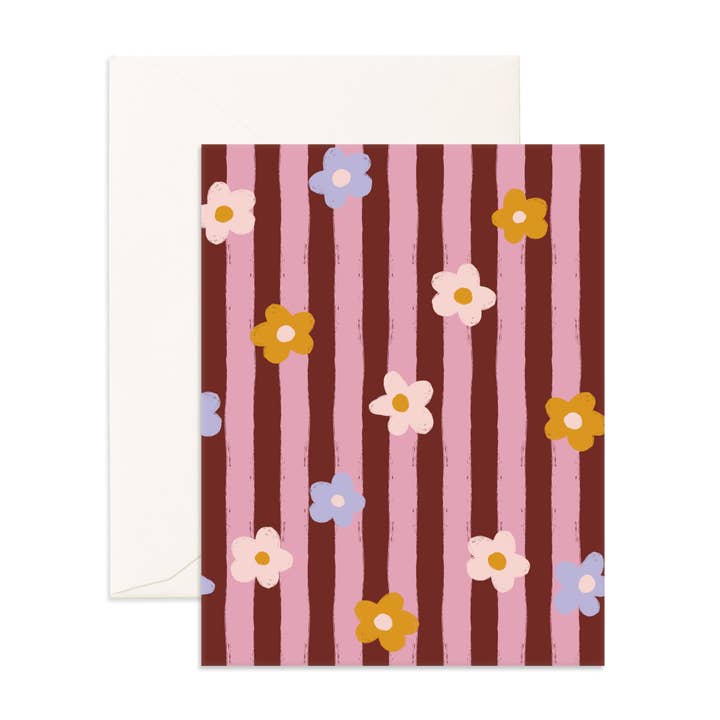 Daisy Stripe Greeting Card for wholesale by Fox & Fallow