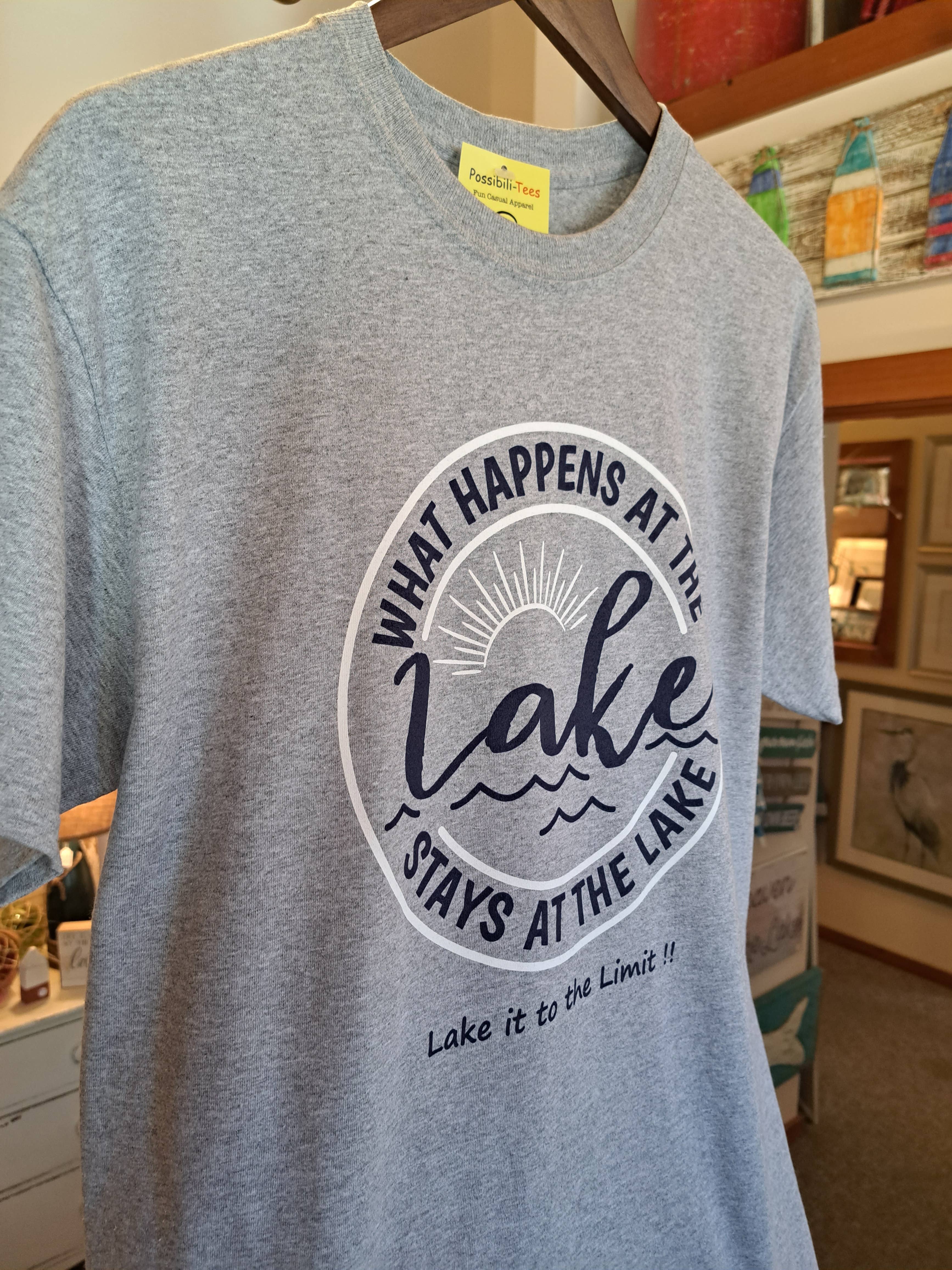 Lake It To The Limit and Possibili-Tees Apparel - Wholesale Screen Printed T-Shirt - Unisex - What Happens At The Lake Stays At The Lake3