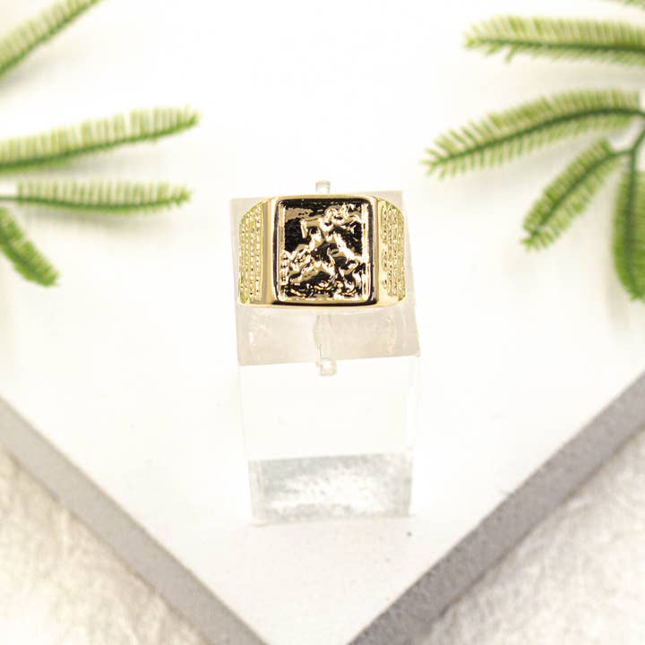 Saint George Signet Ring for Men for wholesale by Cherie by Cherie
