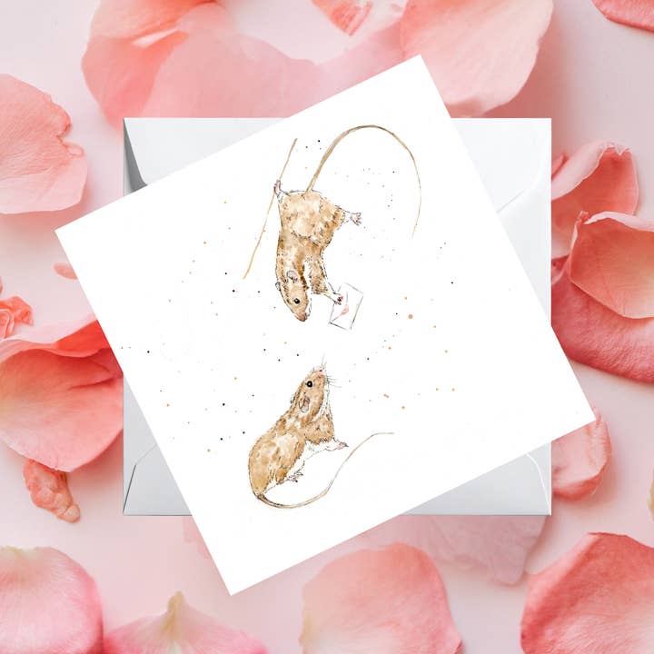 Cartão de Felicitações "Cartas de Amor dos Ratos em Aguarela da Natureza" por atacado de Dots Allowed
