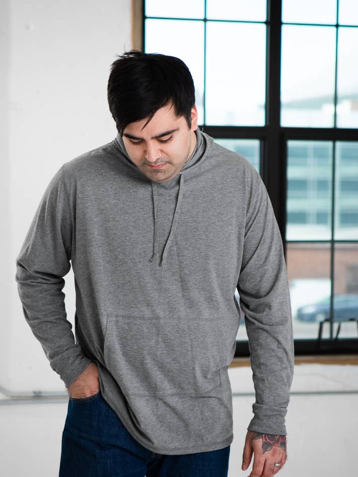 Unisex Hooded Long Sleeve Triblend Tee for wholesale by GOEX Apparel