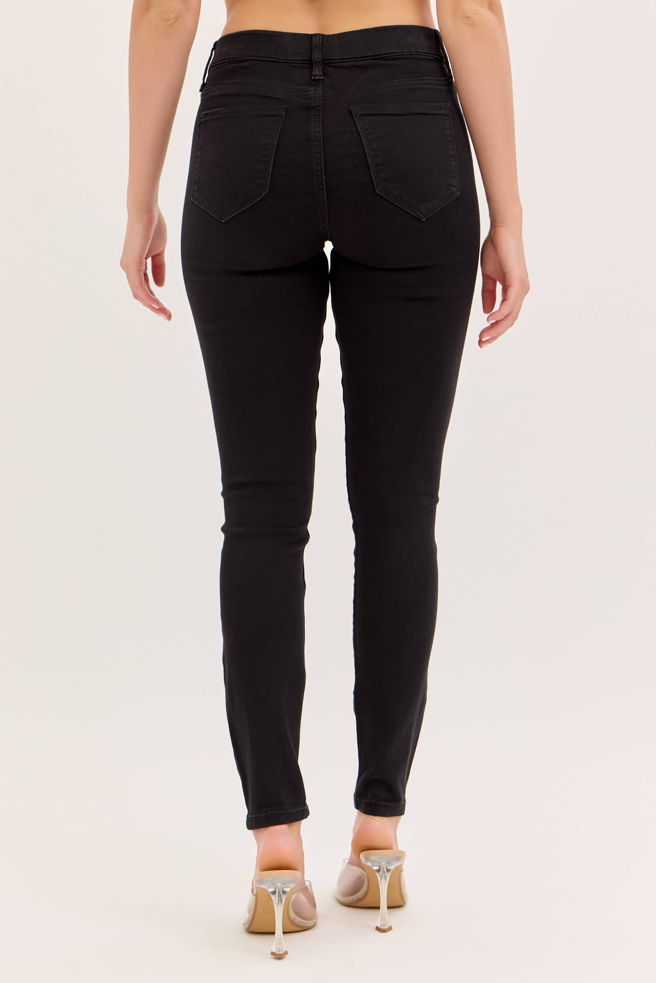 Cello Jeans - Wholesale Pants - Women's - Mid Rise Pull On Crop Skinny with Rolled Hem [AB76535BLK]4