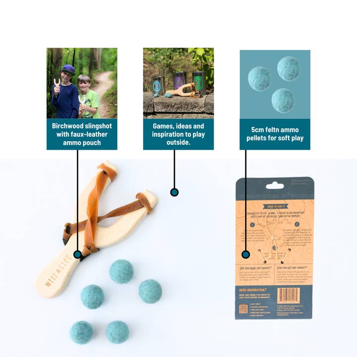 Wild Life Outdoor Adventures - Wholesale Slingshot - Kids - "Take Aim" Slingshot + Felt Pellets