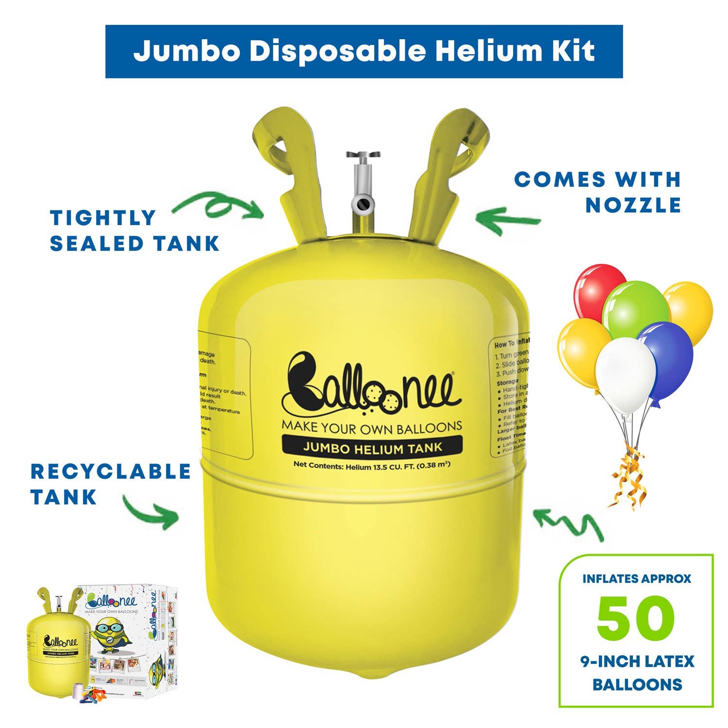 Balloonee - Wholesale Balloon - Balloonee Jumbo Disposable Helium Party Kit3