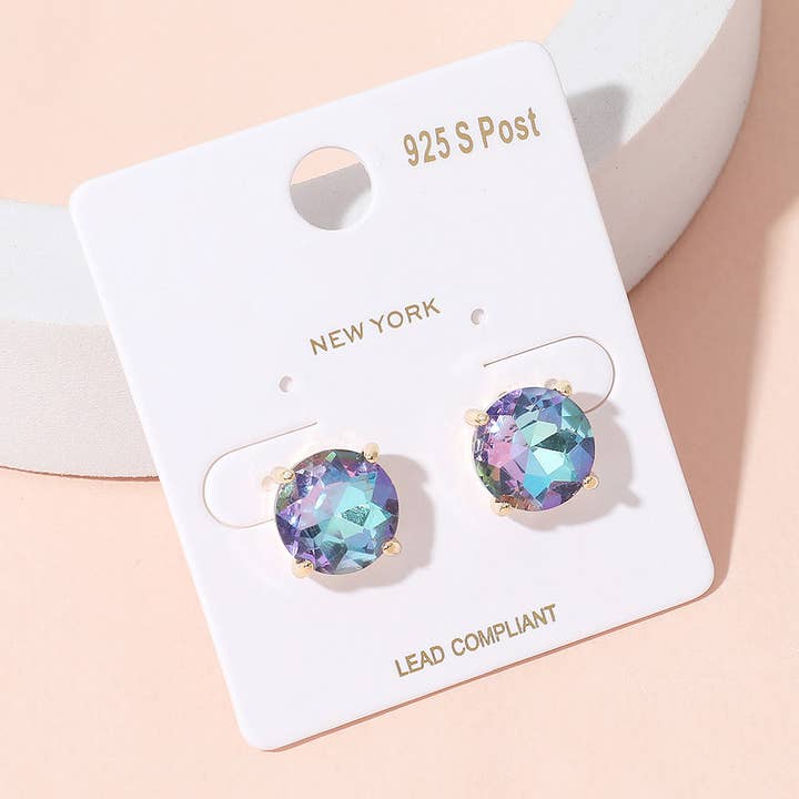 Sensibling Corp. - Wholesale Stud/Post Earrings - Round Stone Cushion Stud Earrings