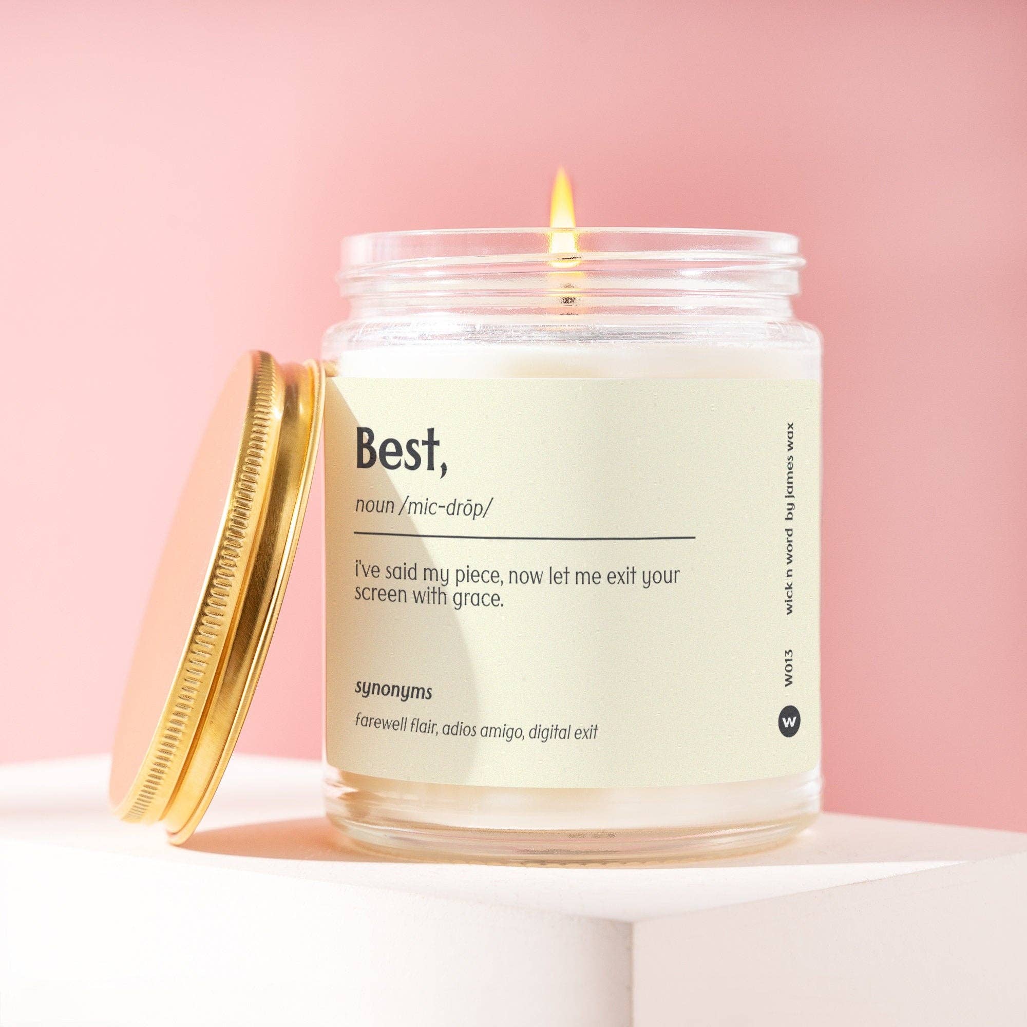 Wick n Word - Vente Bougie en bocal - Cadeau personnalisé pour collègue, « meilleur », définition, bougie, cadeau d'appréciation, cadeau de bureau, cadeau surprise amusant, cadeau de vacances, W0130