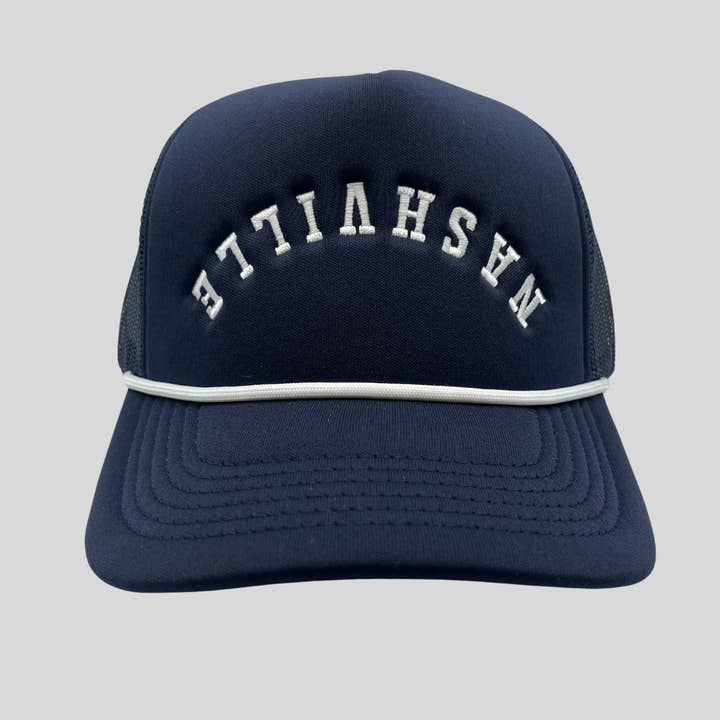 Nashville Upside-Down Foam Trucker Hat (Navy) for wholesale by Rife Headwear