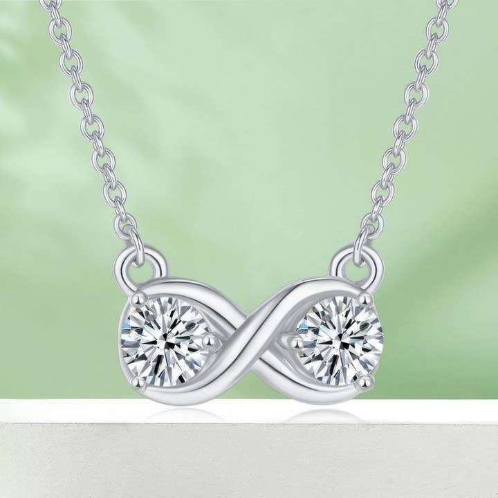 Infinity Double Ring Moissanite Necklace | 925 Silver 1ct Collarbone Chain for wholesale by Sparkile