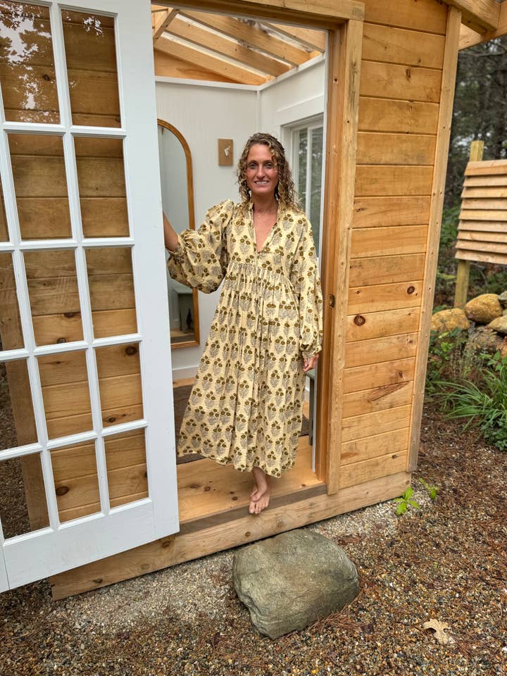 Florawear.co - Wholesale Dress - Women's - organic cotton flowy puff sleeve pockets long dress