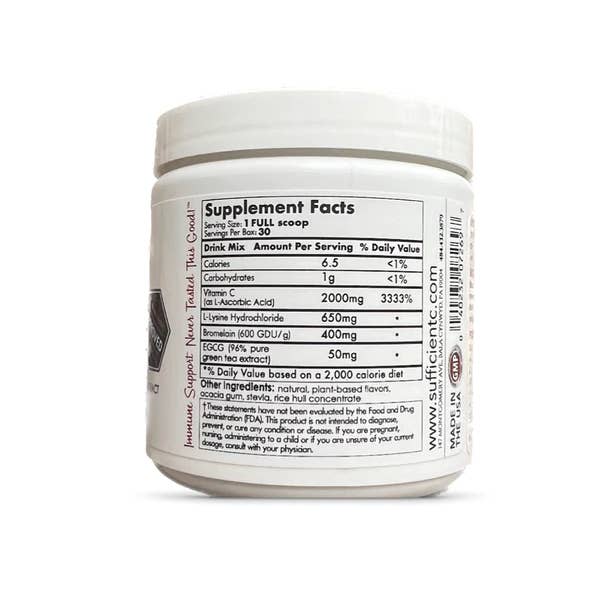 Sufficient C - Wholesale Powdered Health Drink - Sufficient-C®Hi-Dose Vitamin C Lemon Peach Immune-Ade drink