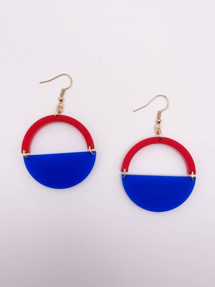 Boucles d'oreilles Fran (rouge+bleu) pour la vente par katygirlgoods