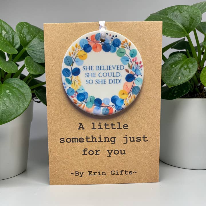 A Little Something - She Believed (Floral) Ceramic Keepsake for wholesale by By Erin Cards and Gifts Ltd