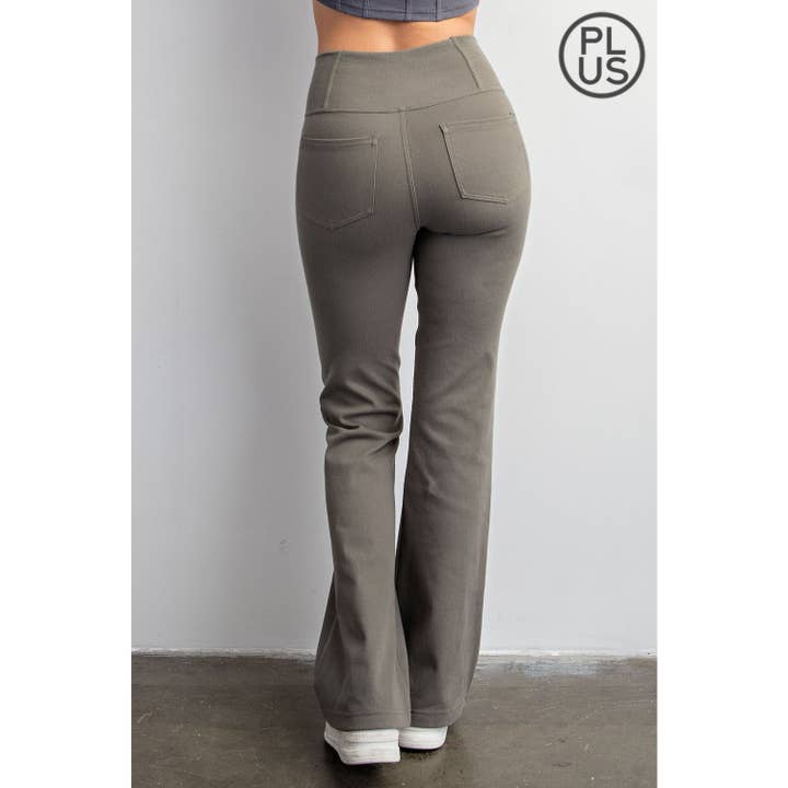 Rae Mode - Wholesale Pants - Women's - PLUS SIZE COTTON STRETCH TWILL FLARED CROSSOVER WAIST PANTS
